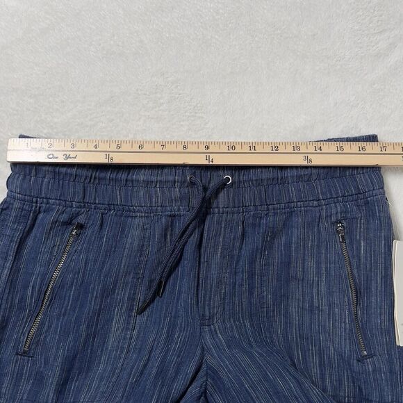 Athleta Cabo Linen Textured Wide Leg Pants Sz 10 Tall Blue Pull On Comfort - Picture 9 of 12